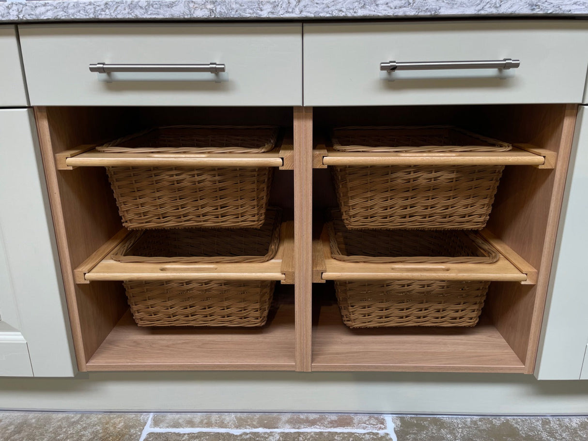 2 x Pull Out Wicker Kitchen Baskets 600mm