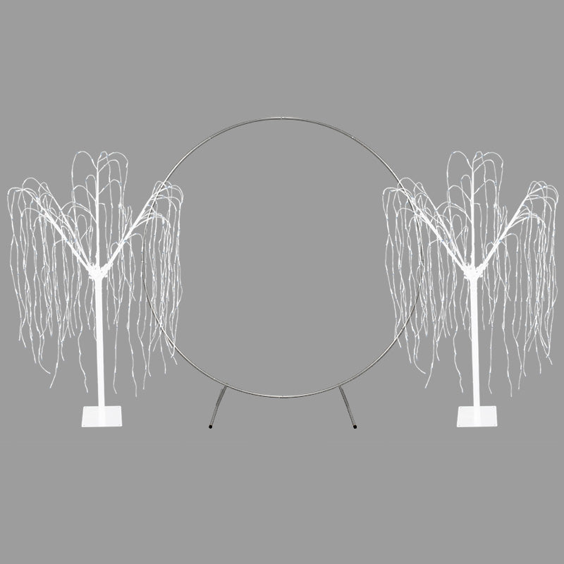 Wedding Moongate - Silver & 2 x Weeping Willow Tree 180cm Cool White