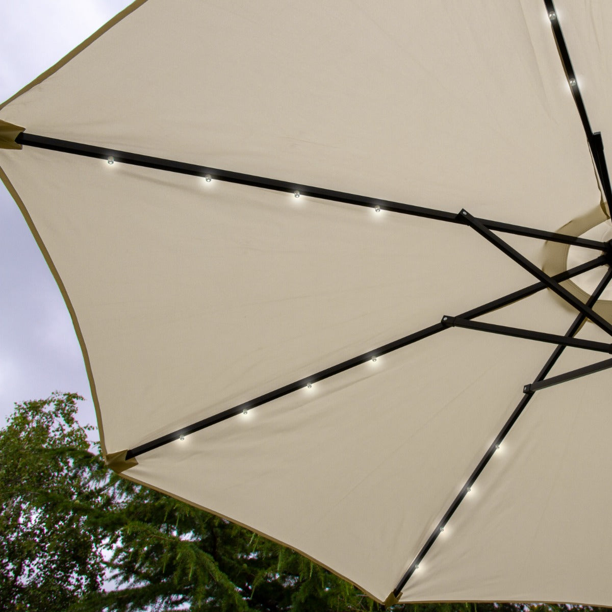 Cream 2.7m LED Tilt Parasol