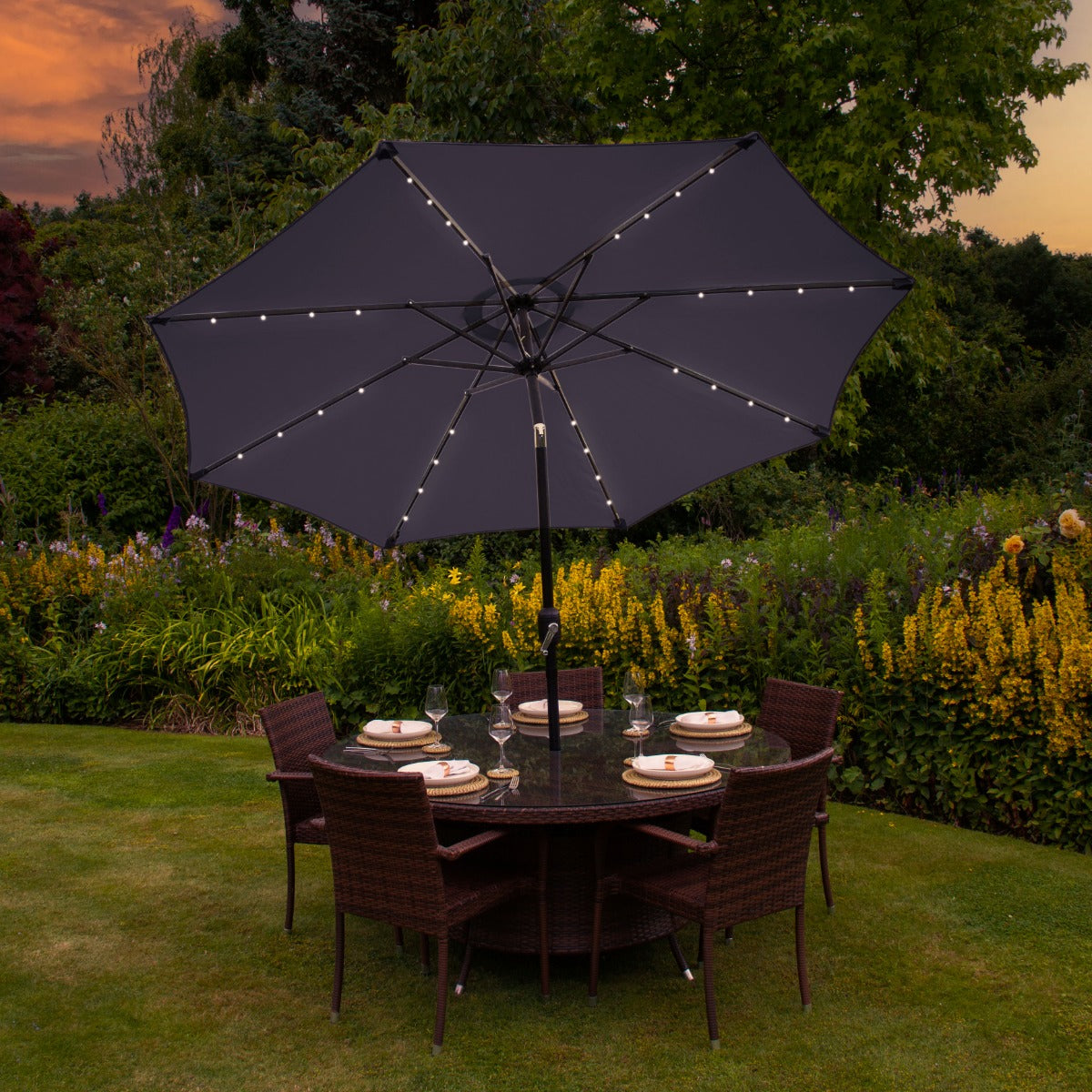 Grey 2.7m LED Tilt Parasol