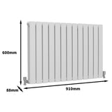 Designer Flat Panel Radiators Gloss White 600mm x 910mm