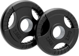 2 x 2.5kg Olympic Tri-Grip Rubber Weight Black Plates
