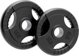 2 x 5kg Olympic Tri-Grip Rubber Weight Black Plates