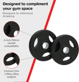 2 x 5kg Olympic Tri-Grip Rubber Weight Black Plates