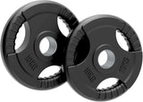 2 x 10kg Olympic Tri-Grip Rubber Weight Black Plates