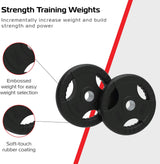 2 x 25kg Olympic Tri-Grip Rubber Weight Black Plates