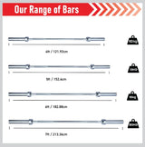 4ft barbell bar and T-bar row bundle displayed with varying lengths, showcasing chrome finish and weight options for versatile workouts