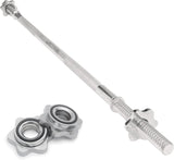 Straight barbell bar with a 1-inch diameter, 1.2m length, featuring a sleek chrome finish and two spinlock collars for secure weight loading
