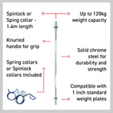 Body Revolution Straight Barbell Bar - 1" Standard 1.4m