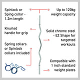 Body Revolution 1.2m EZ Barbell Bar with Spring Collars