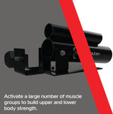 Black Body Revolution 4ft barbell bar with T-bar row attachment, designed for strength training and muscle activation