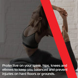 Blue yoga mat with a textured surface, ideal for stability and comfort during workouts, shown with a person demonstrating a pose