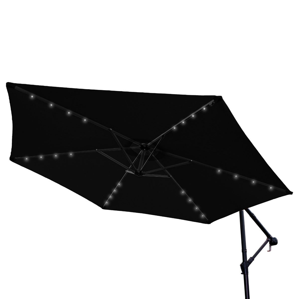 Black 3m LED Cantilever Parasol