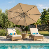 LED Tilt Parasol 2.7m With Tilt Base – Beige