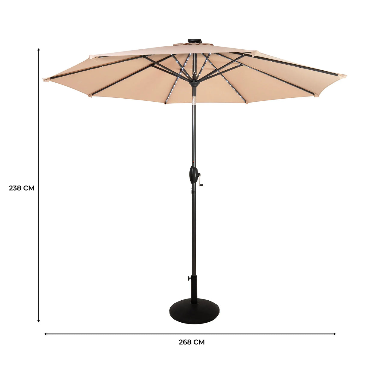 LED Tilt Parasol 2.7m With Tilt Base – Beige