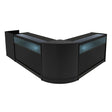 Luna LED Shop Counter Set in sleek black, featuring curved design, glass display tops, and integrated LED lighting for modern retail spaces