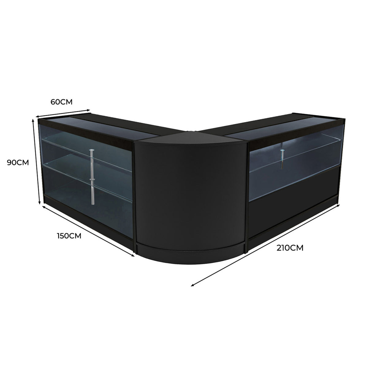 Hera LED Shop Counter Set K1500, C1500 & CM60 - Black