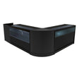 Black Gravity LED shop counter set featuring sleek glass display sections, modern curved design, and ample storage space