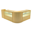 Maple LED shop counter set featuring a sleek, modern design with glass display sections and a smooth, polished finish