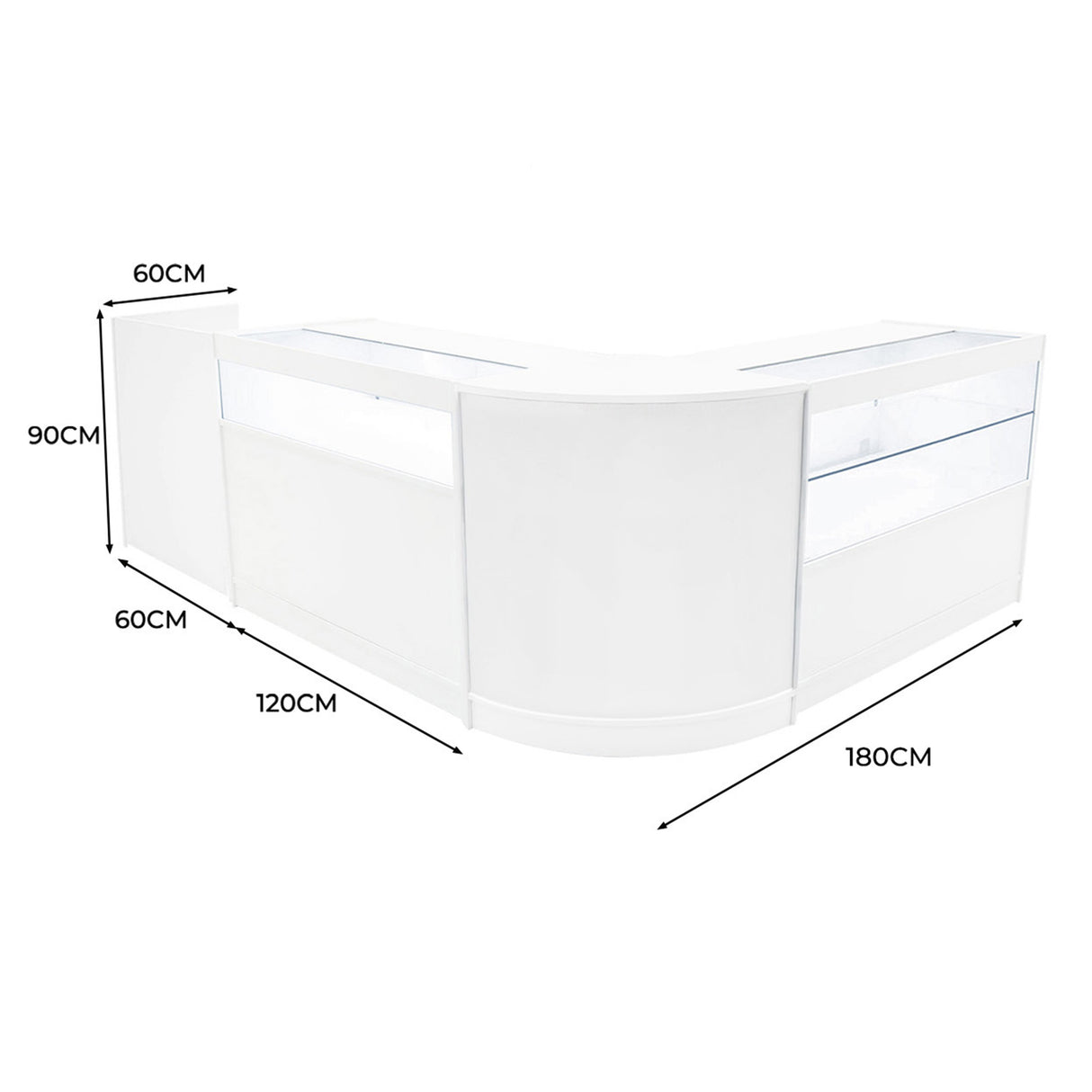 Gravity LED Shop Counter Set B1200, C1200, TB60 &  & CM60 - White
