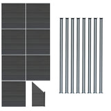 Composite Fence Panels x 7, Angled Piece & LED Posts x 8 - Grey