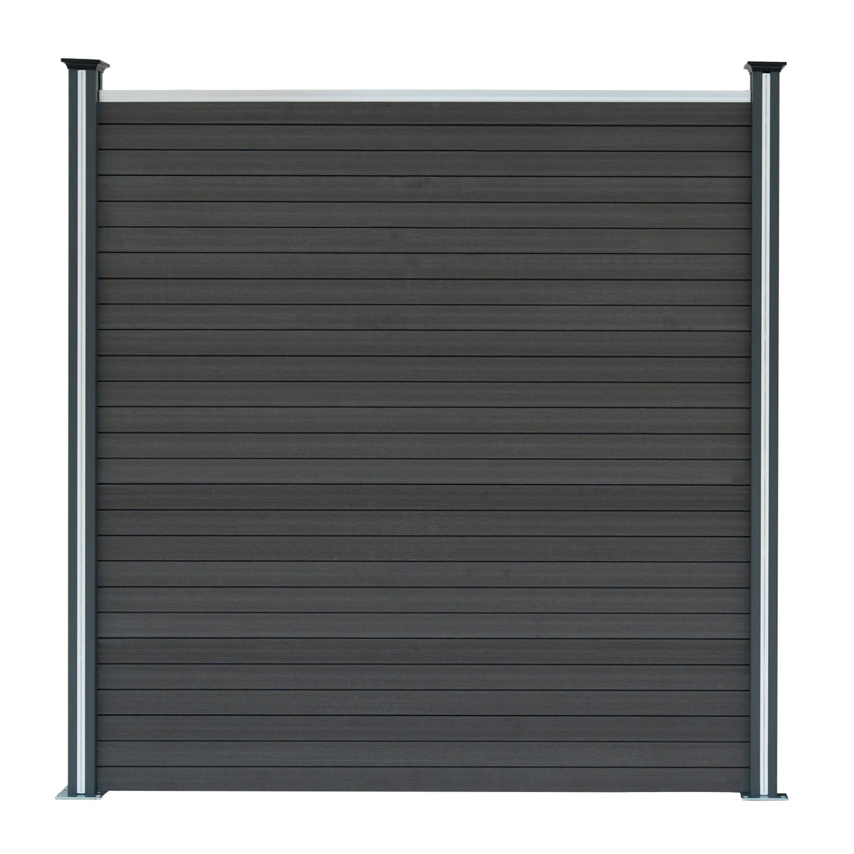 Composite Fence Panels x 6, Angled Piece & LED Posts x 7 - Grey