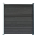 Composite Fence Panels x 6, Angled Piece & LED Posts x 7 - Grey