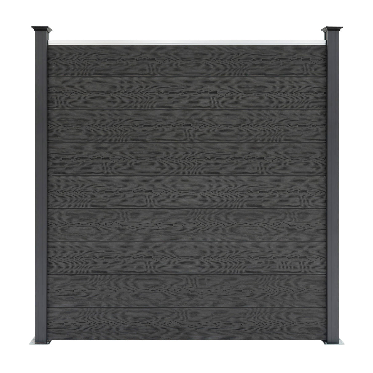 Composite Fence Panels x 6, Angled Piece & LED Posts x 7 - Grey