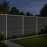 Composite Fence Panels x 6, Angled Piece & LED Posts x 7 - Grey