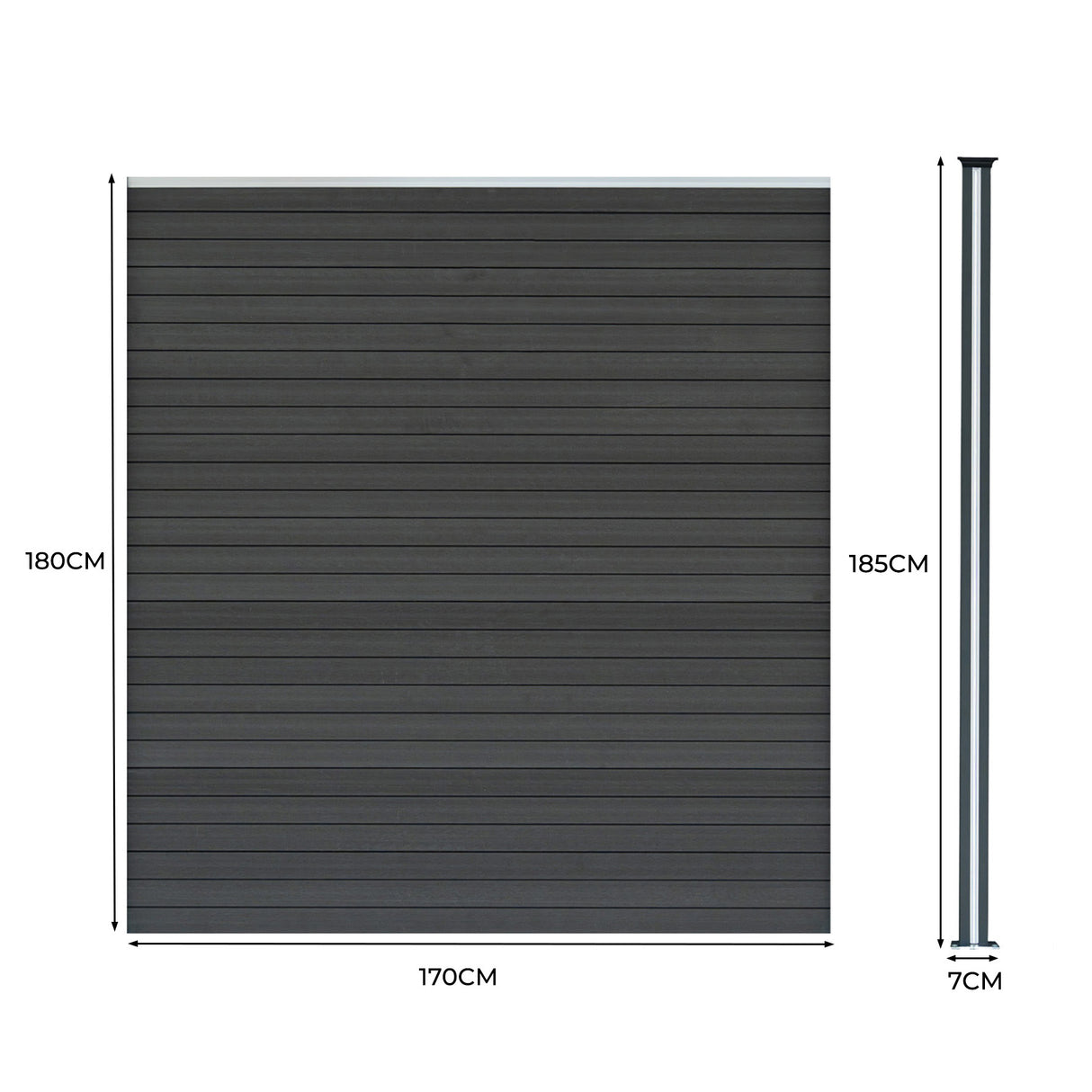 Composite Fence Panels x 6, Angled Piece & LED Posts x 7 - Grey