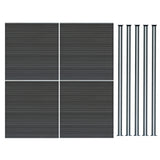 Composite Fence Panel x 4 & LED Posts x 5 - Grey