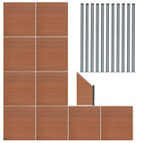 Composite Fence Panels x 10, Angled Piece & LED Posts x 11 - Brown