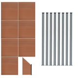 Composite Fence Panels x 7, Angled Piece & LED Posts x 8 - Brown