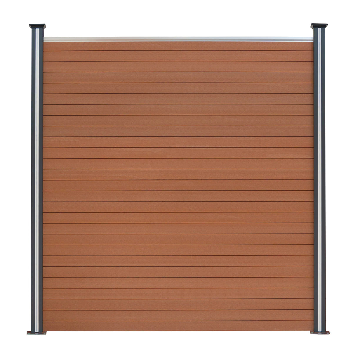 Composite Fence Panels x 3, Angled Piece & LED Posts x 4 - Brown