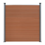 Composite Fence Panels x 3, Angled Piece & LED Posts x 4 - Brown
