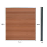 Composite Fence Panels x 3, Angled Piece & LED Posts x 4 - Brown