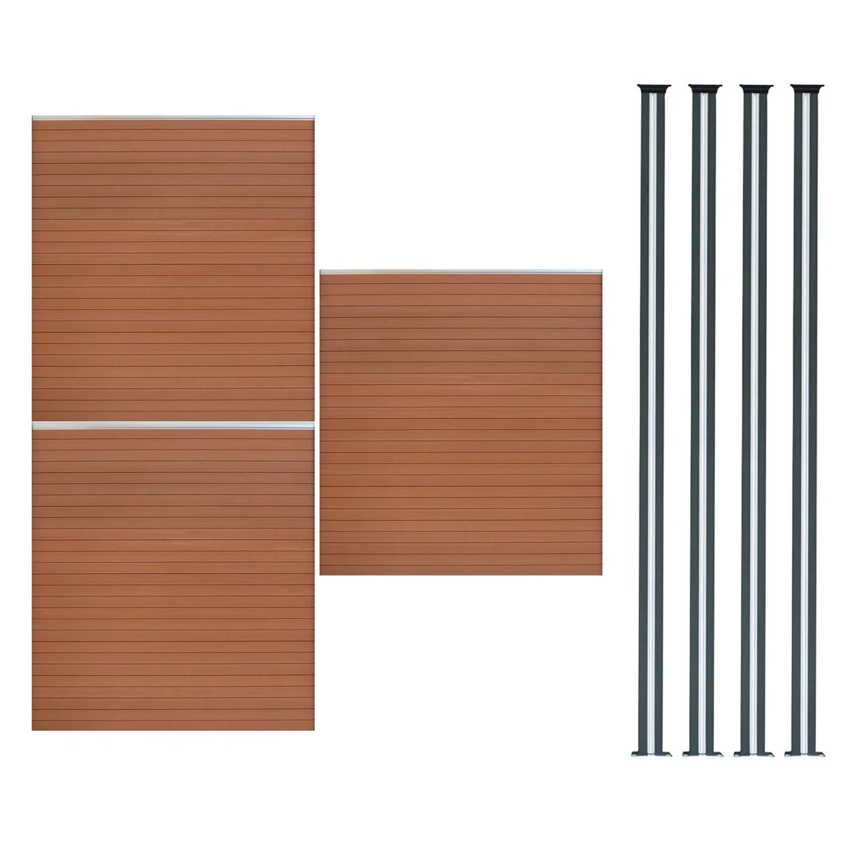 Composite Fence Panels & LED Posts 6ft x 17ft - Brown – Monster Shop UK