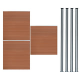 Composite Fence Panel x 3 & LED Posts x 4 - Brown