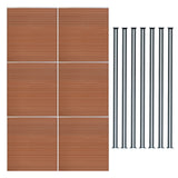 Composite Fence Panel x 6 & LED Posts x 7 - Brown