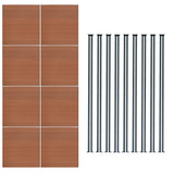 Composite Fence Panel x 8 & LED Posts x 9 - Brown