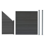 Composite Fence Panel, Angled Piece & LED Posts x 2 - Grey