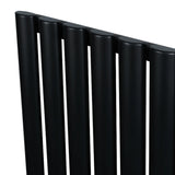 Sleek black oval single column radiator with smooth, matte finish and vertical bars, ideal for modern heating solutions