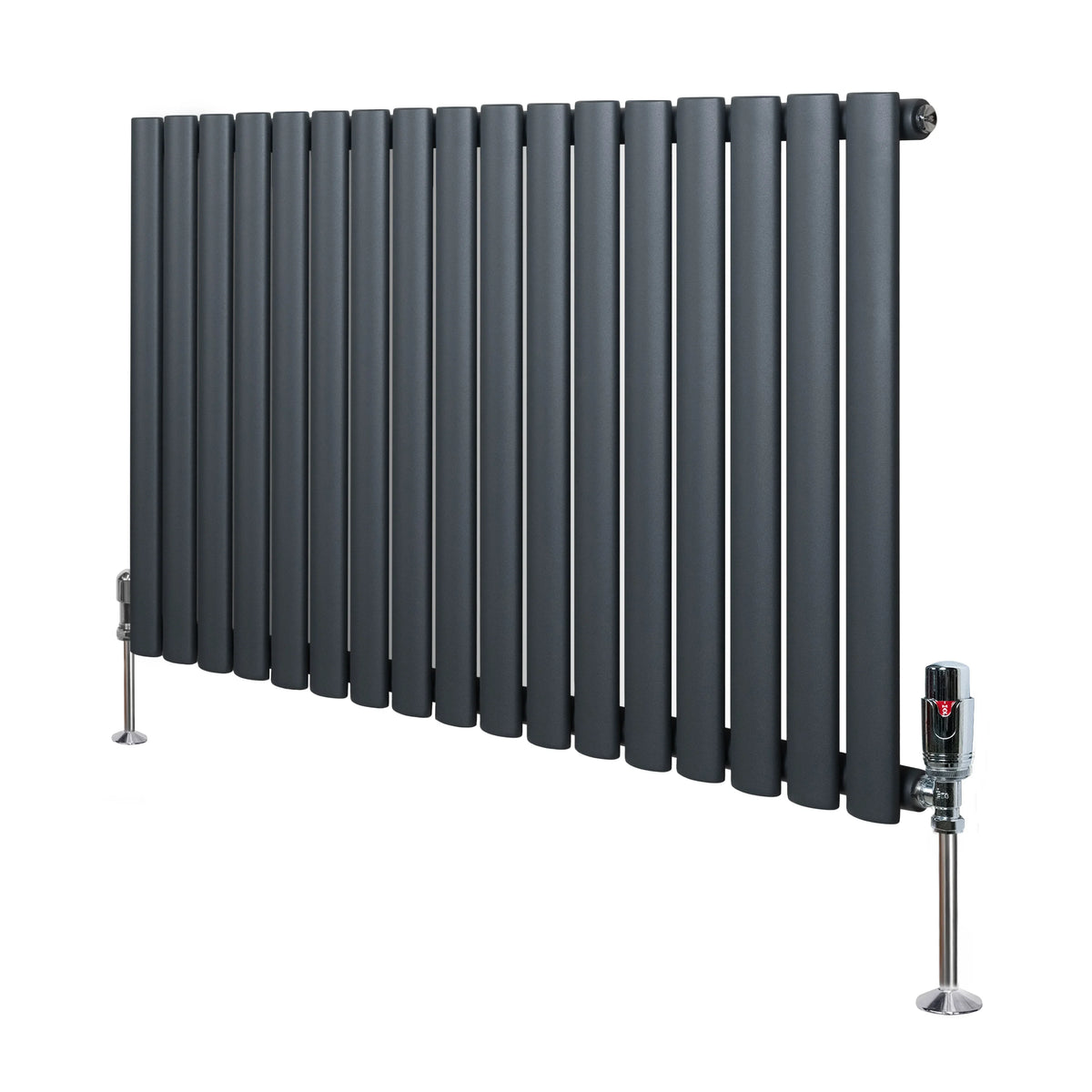 Oval Single Column Radiator & Valves – 600mm x 1020mm – Anthracite Gre ...