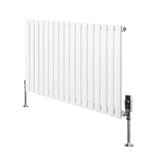Oval single column radiator in white, 600mm x 1020mm, featuring sleek vertical fins and chrome valves for modern heating solutions