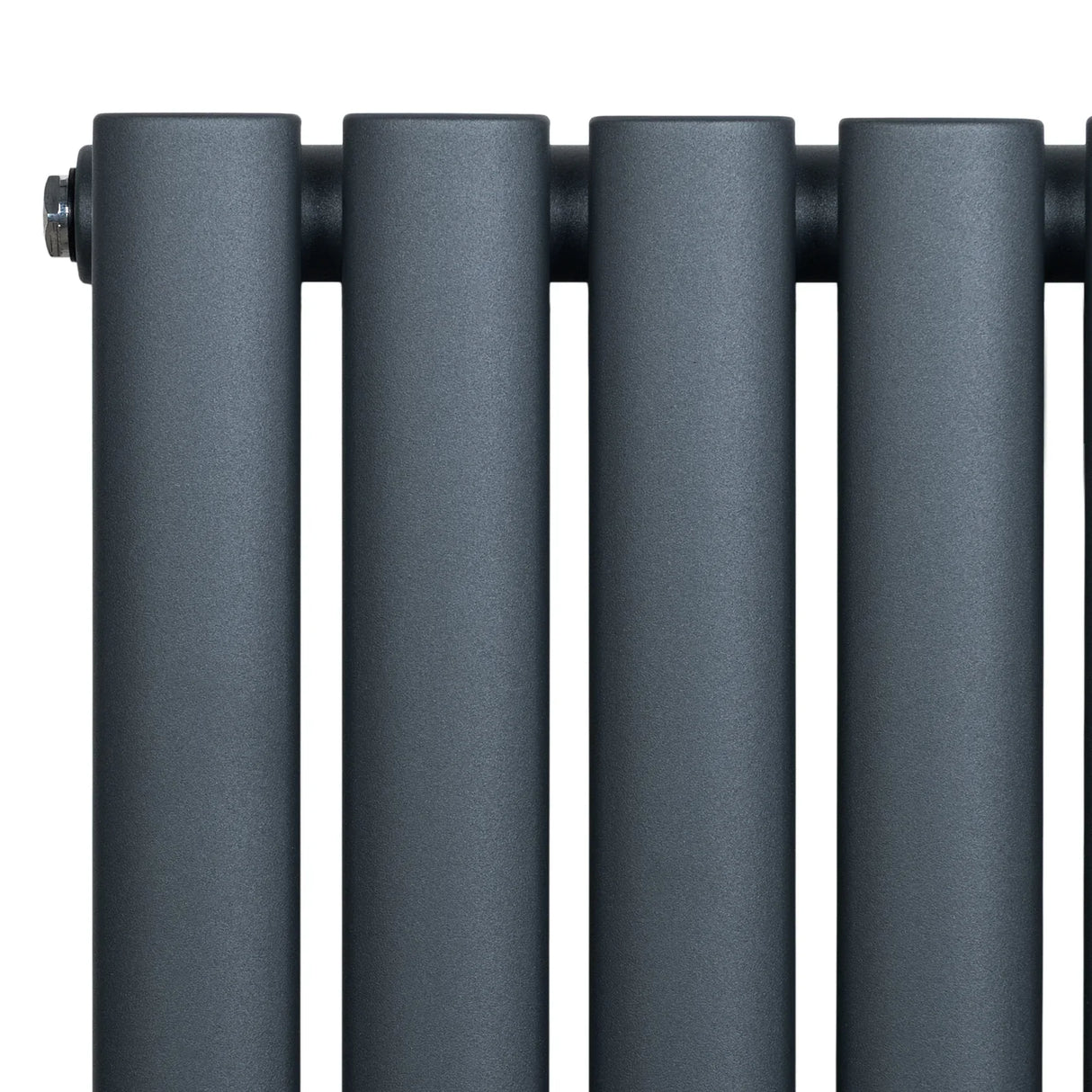 Oval single column radiator in anthracite grey, featuring smooth, rounded edges and a modern design, ideal for contemporary spaces