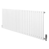 Oval single column radiator in white, 600mm x 1620mm, featuring sleek vertical bars and integrated valves for efficient heating
