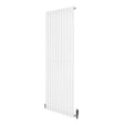 Sleek white oval single column radiator measuring 1600mm x 600mm, featuring modern design and integrated valves for efficient heating