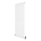 Sleek white oval single column radiator measuring 1600mm x 600mm, featuring modern design and integrated valves for efficient heating
