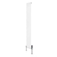 Sleek white oval single column radiator with valves, measuring 1800mm x 240mm, featuring a modern design and smooth finish