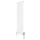 Oval single column radiator in white, 1800mm x 480mm, featuring sleek vertical lines and modern valves for efficient heating